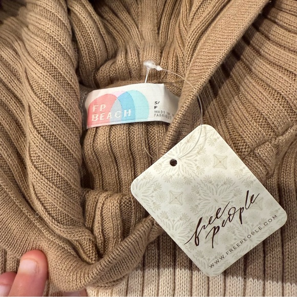 Free People Beach NWT Kami Hooded Sweater Set Womens Small Brown/Cream Oversized - Picture 8 of 15